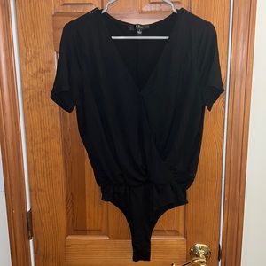 LULUS Short Sleeve Black Bodysuit